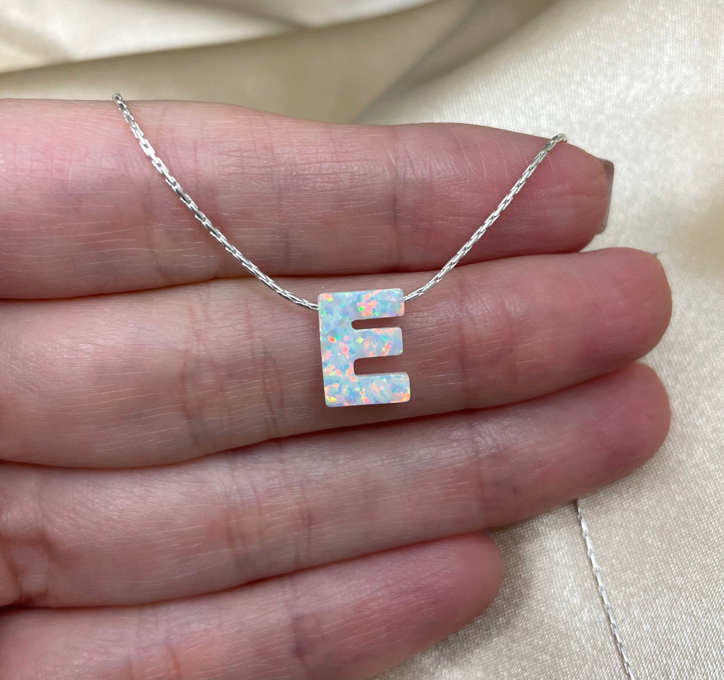 Personalized Opal Initial Necklace – Custom Letter A-Z