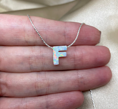Personalized Opal Initial Necklace – Custom Letter A-Z