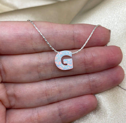 Personalized Opal Initial Necklace – Custom Letter A-Z
