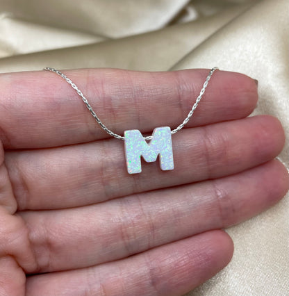 Personalized Opal Initial Necklace – Custom Letter A-Z