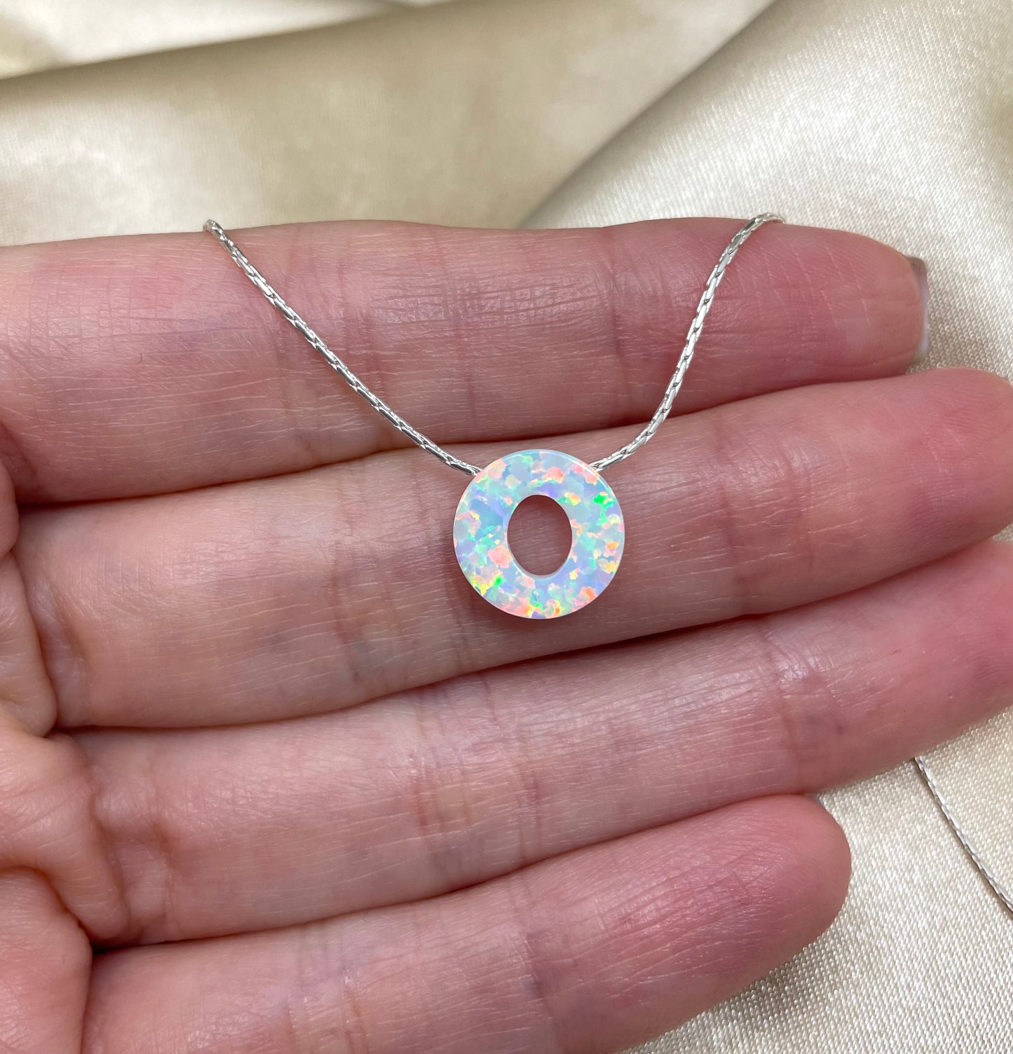Personalized Opal Initial Necklace – Custom Letter A-Z