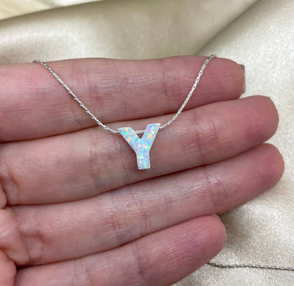 Personalized Opal Initial Necklace – Custom Letter A-Z