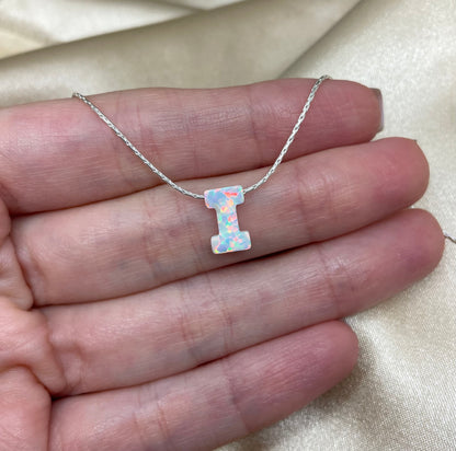 Personalized Opal Initial Necklace – Custom Letter A-Z