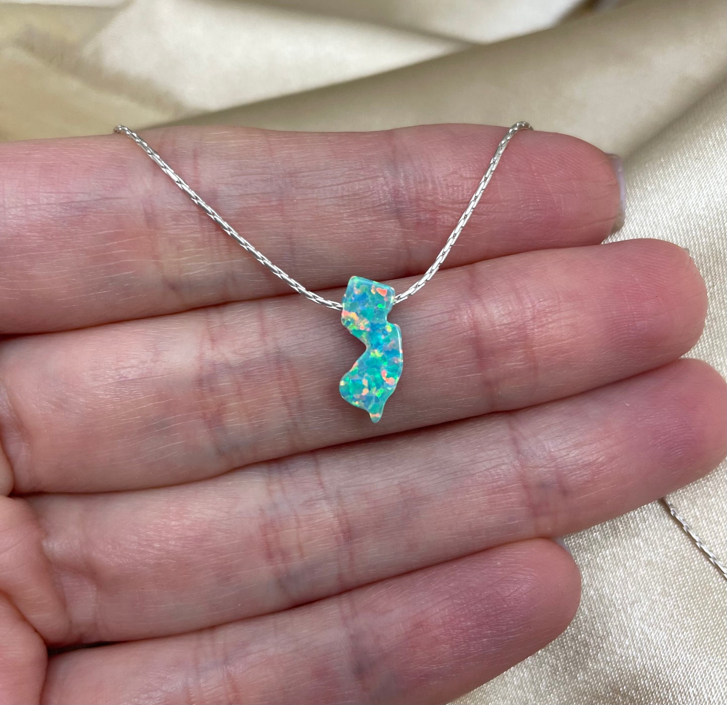 New Jersey Opal Necklace — NJ State Pendant