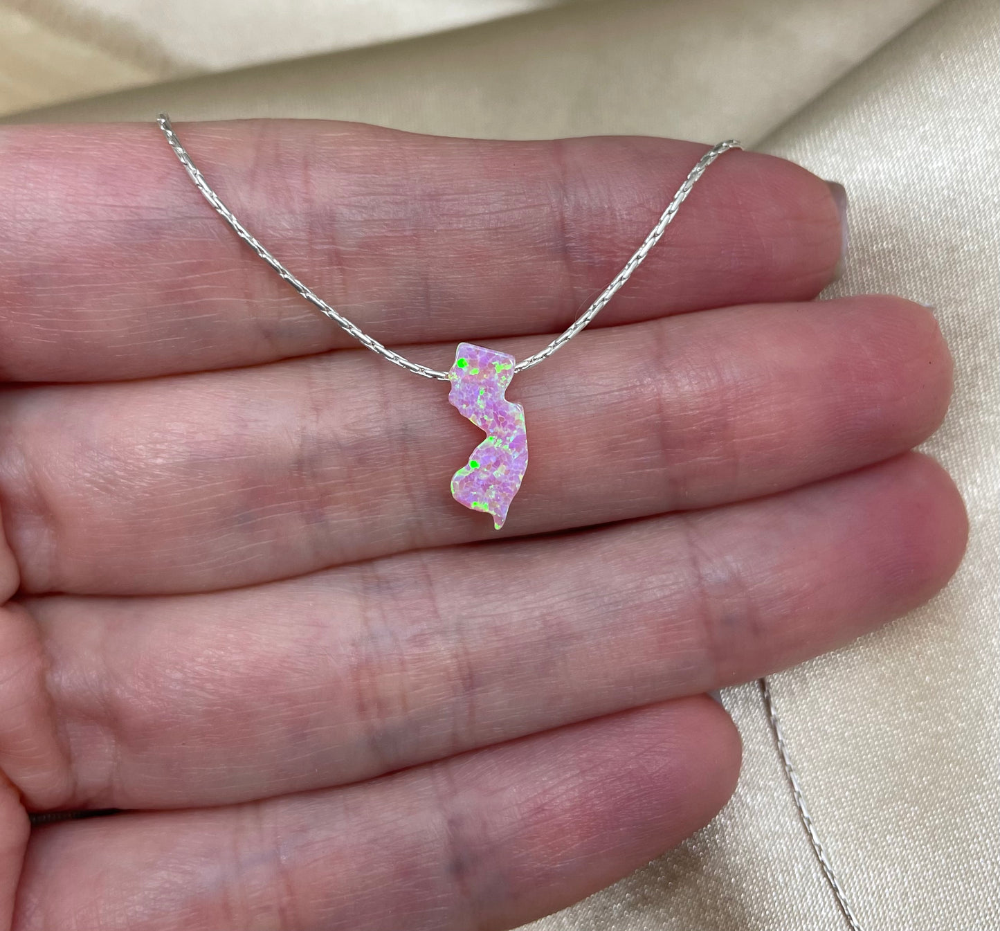 New Jersey Opal Necklace — NJ State Pendant