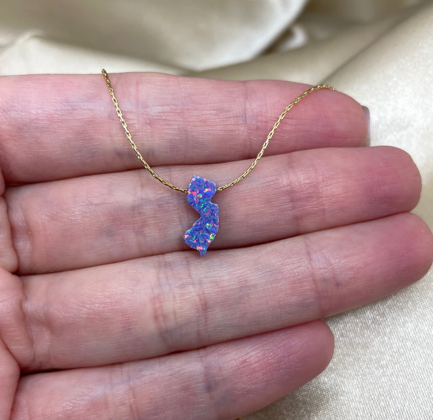 New Jersey Opal Necklace — NJ State Pendant
