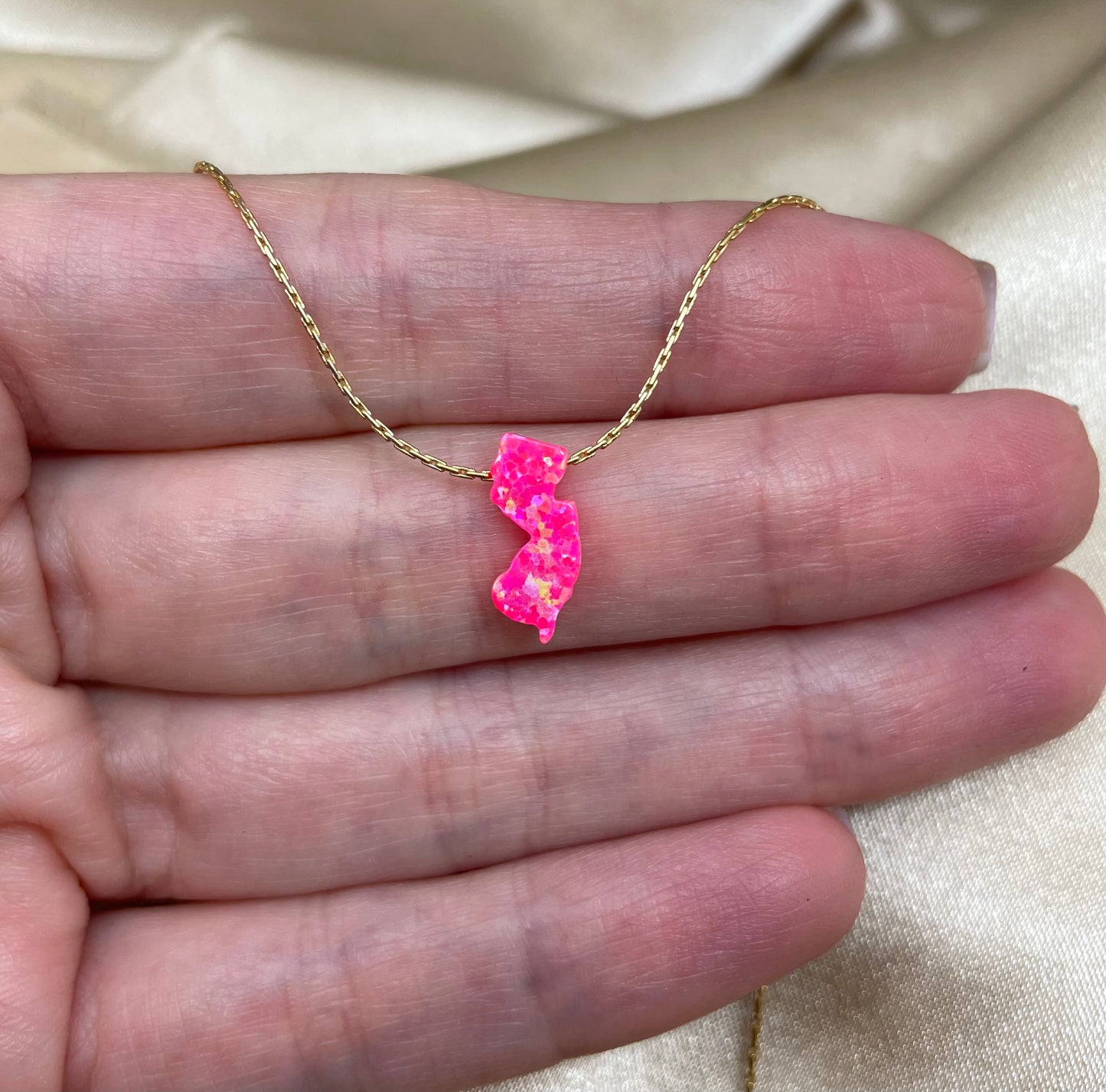 New Jersey Opal Necklace — NJ State Pendant