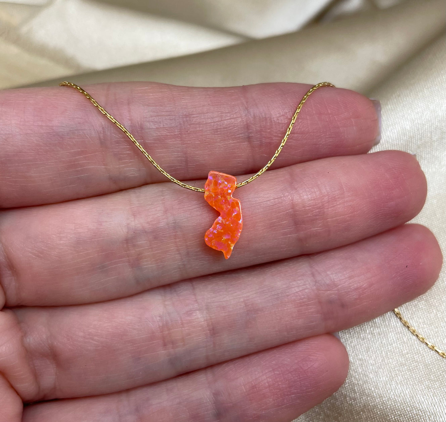 New Jersey Opal Necklace — NJ State Pendant