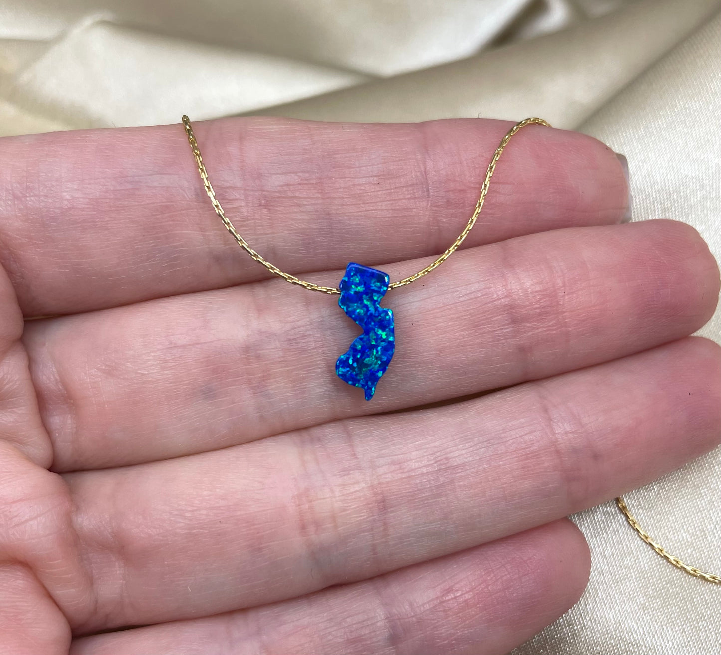New Jersey Opal Necklace — NJ State Pendant