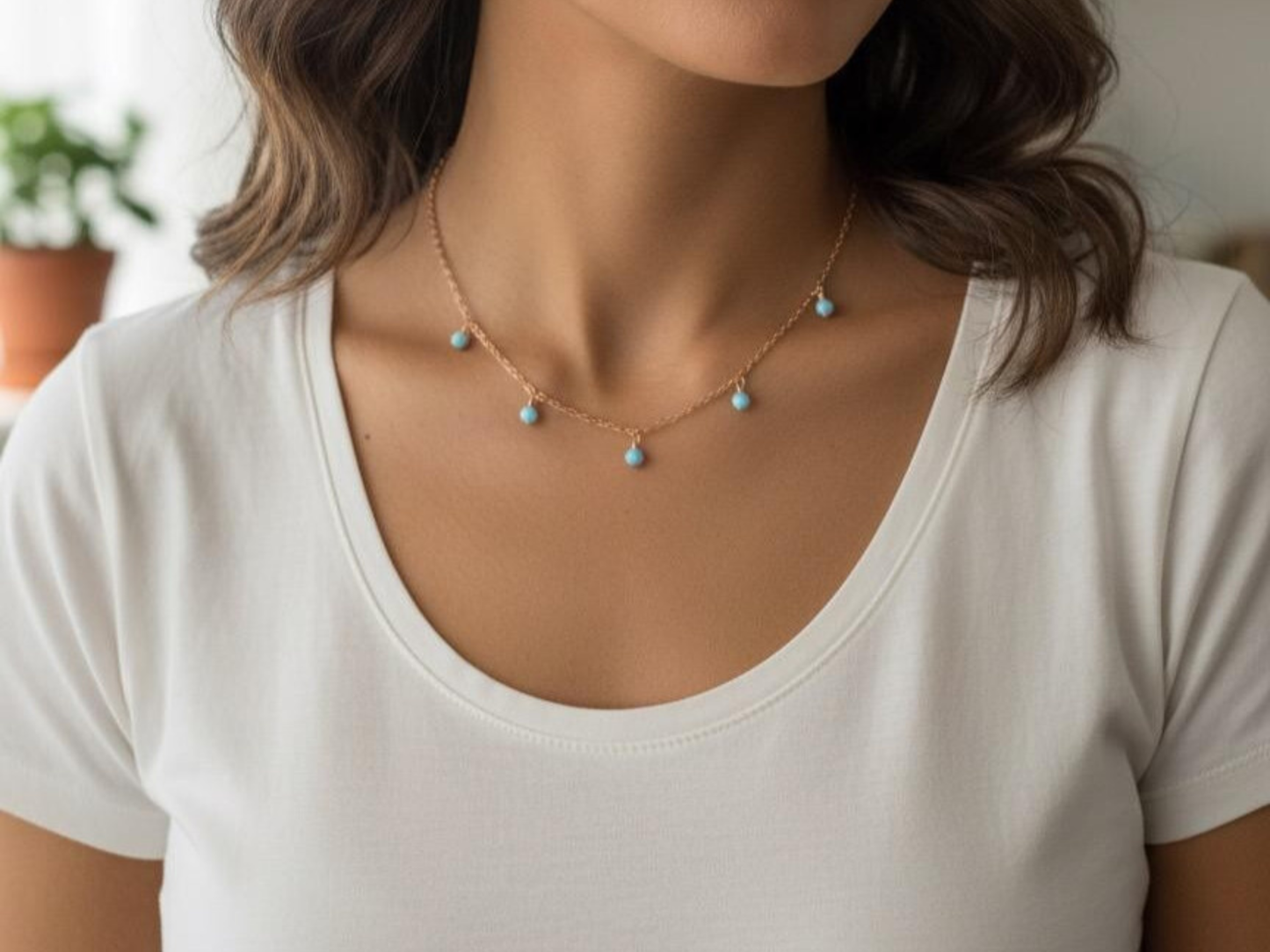 Dainty Opal Bead Necklace