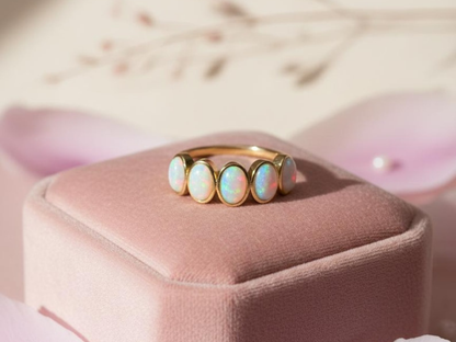 5 Stone Opal Ring - Gold filled
