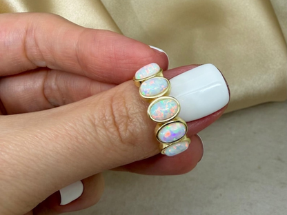 5 Stone Opal Ring - Gold filled