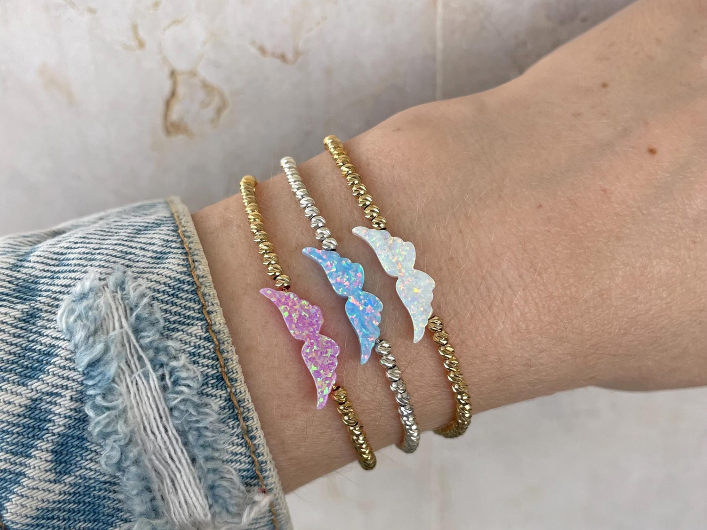 Angel Wing Bracelet - Opal Magic