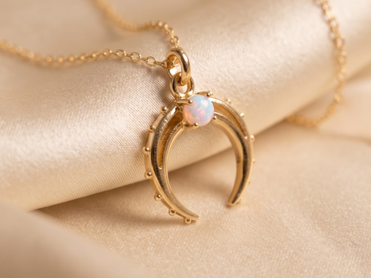 Gold Crescent Horn Pendant