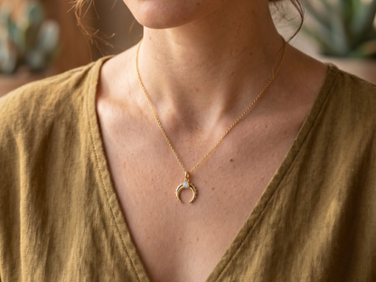Gold Crescent Horn Pendant
