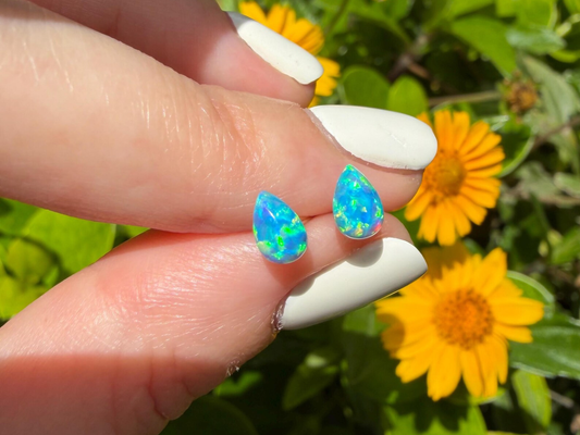 Tiny Opal Teardrop Stud Earrings