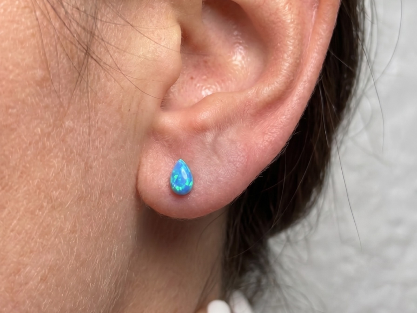Tiny Opal Teardrop Stud Earrings