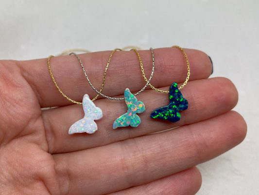 Opal butterfly necklace