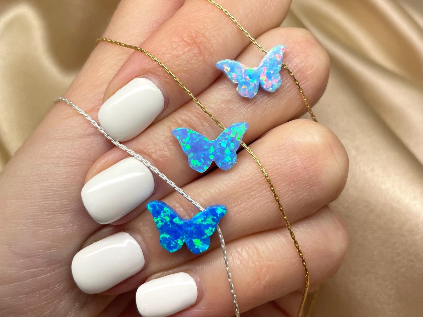 Opal butterfly necklace