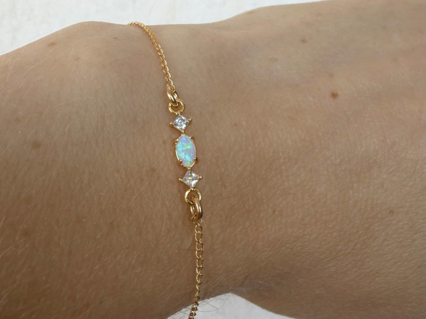 Opal Glow Dainty Bracelet – Gold Filled Minimal Elegance