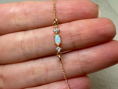 Opal Glow Dainty Bracelet – Gold Filled Minimal Elegance