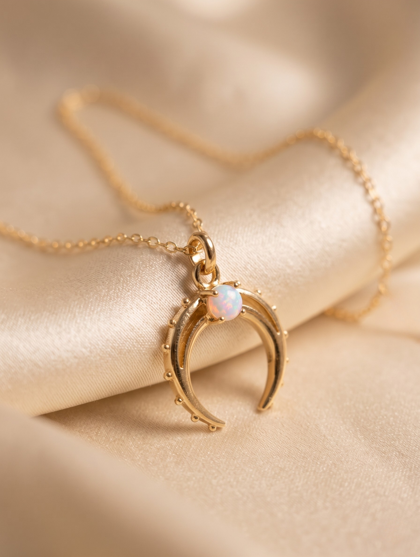 Gold Crescent Horn Pendant