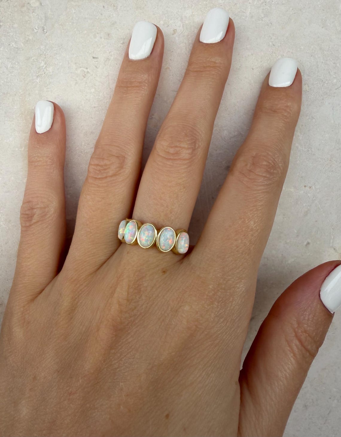 5 Stone Opal Ring - Gold filled