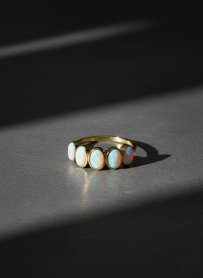 5 Stone Opal Ring - Gold filled