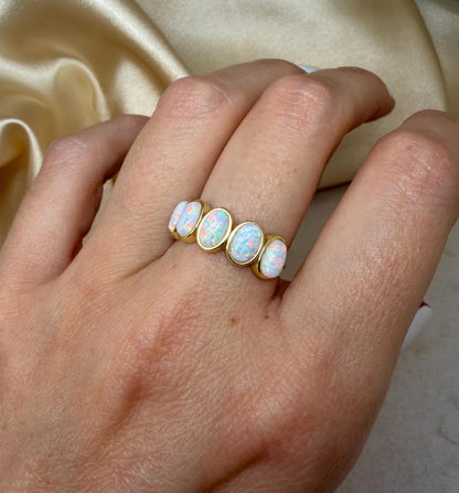 5 Stone Opal Ring - Gold filled