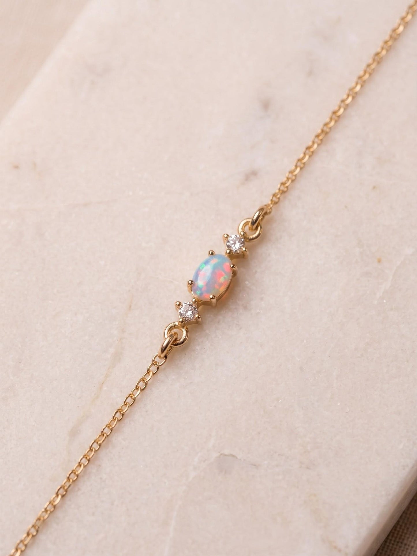 Opal Glow Dainty Bracelet – Gold Filled Minimal Elegance