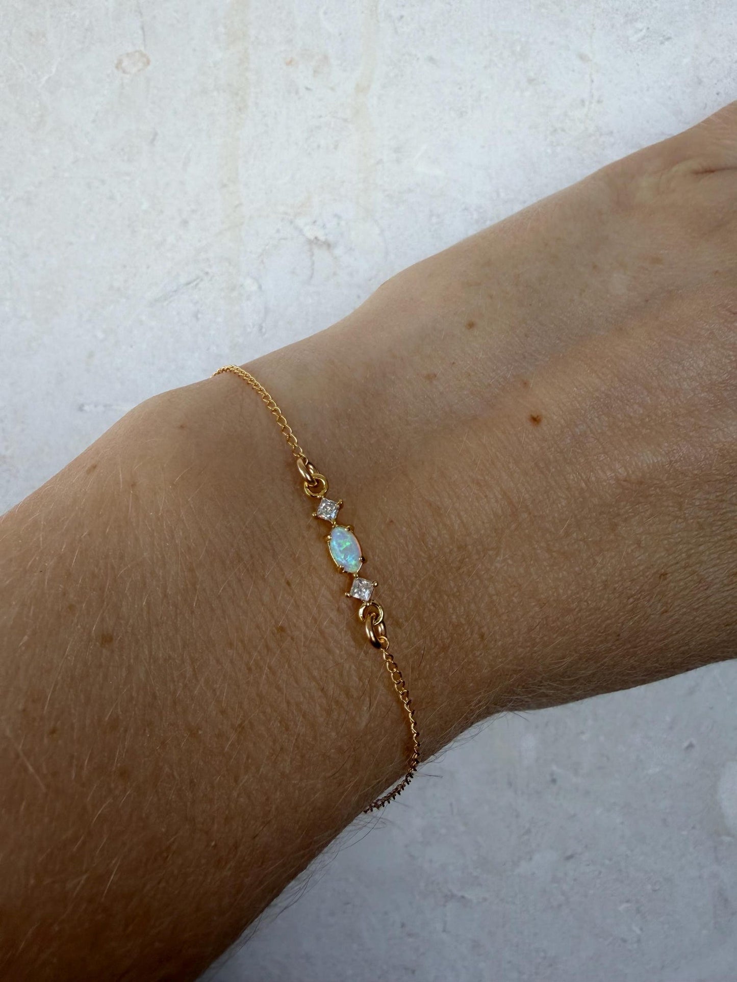 Opal Glow Dainty Bracelet – Gold Filled Minimal Elegance