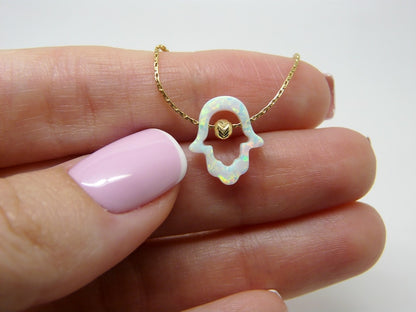 Opal Hamsa Necklace – Symbol of Protection