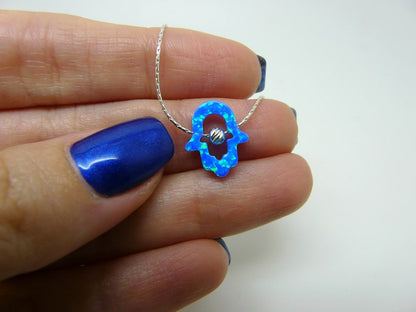 Opal Hamsa Necklace – Symbol of Protection