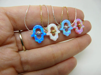 Opal Hamsa Necklace – Symbol of Protection