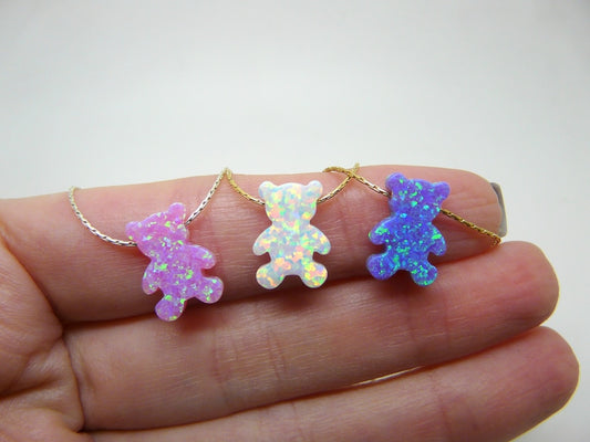 Opal Teddy Bear Necklace – Cute & Playful Charm