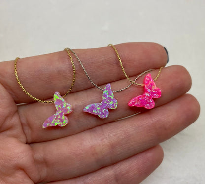 Opal butterfly necklace