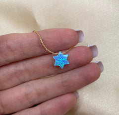 Opal Star of David Necklace – Minimalist Judaica Jewelry