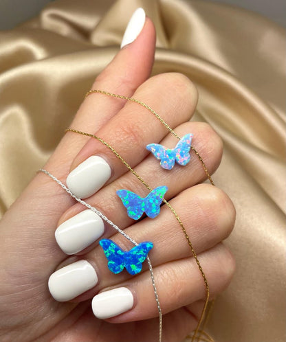 Opal butterfly necklace