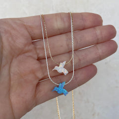 Opal bird necklace