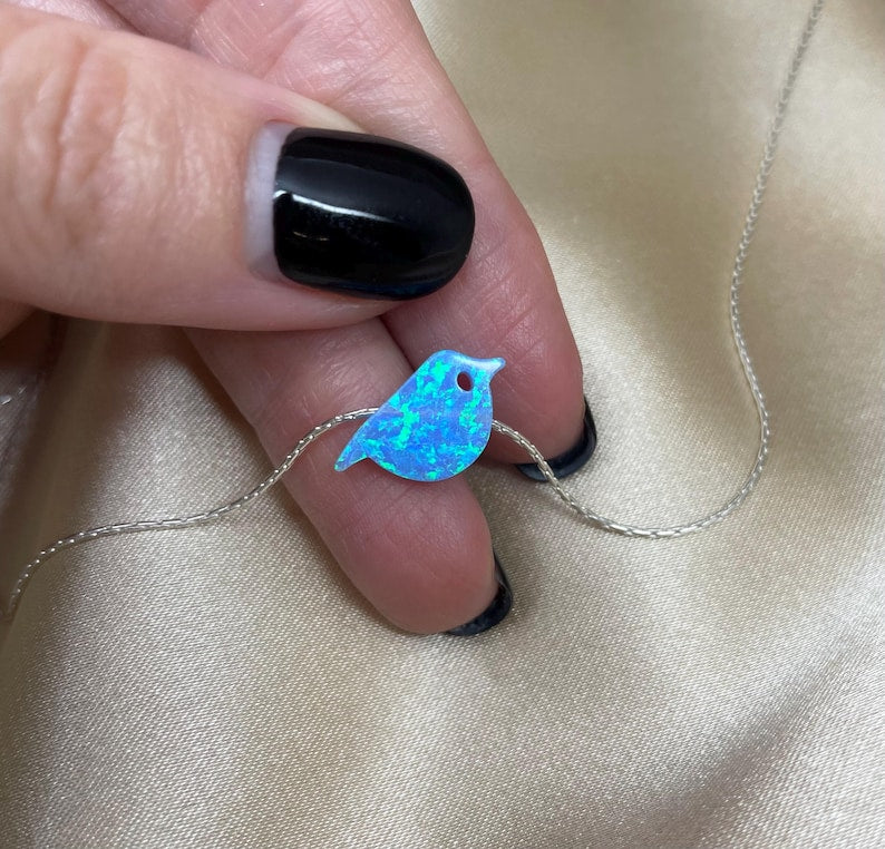 Blue bird necklace