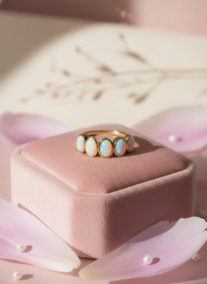 5 Stone Opal Ring - Gold filled
