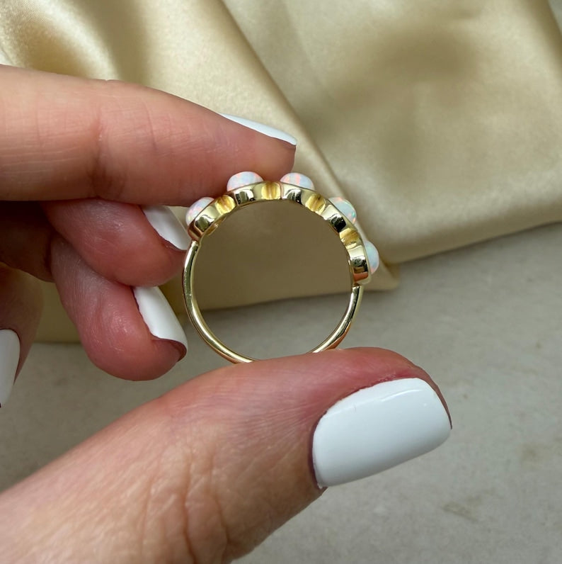 5 Stone Opal Ring - Gold filled
