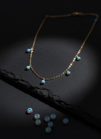 Dainty Opal Bead Necklace