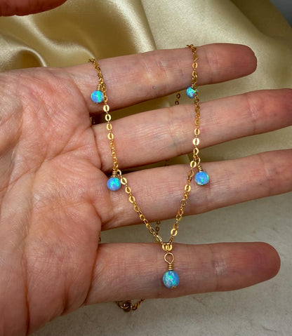 Dainty Opal Bead Necklace