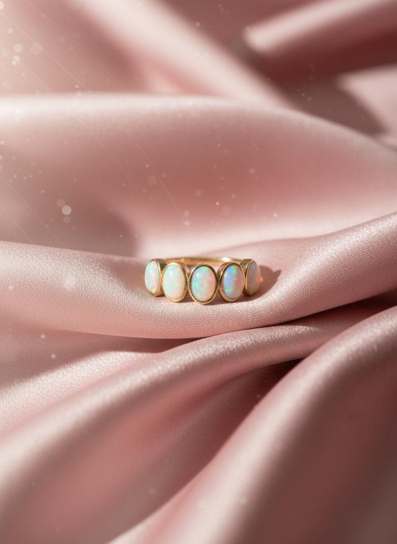 5 Stone Opal Ring - Gold filled