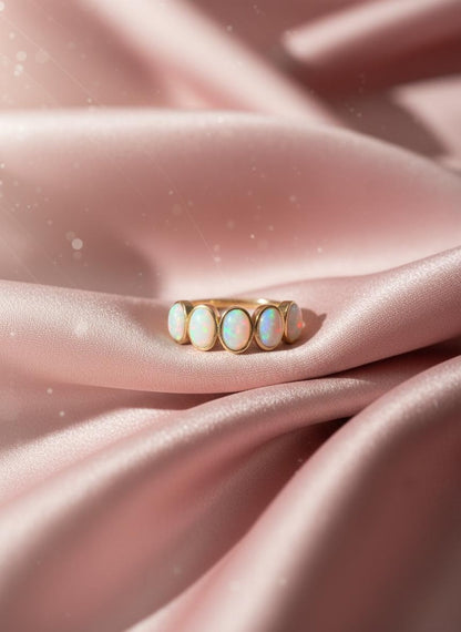 5 Stone Opal Ring - Gold filled