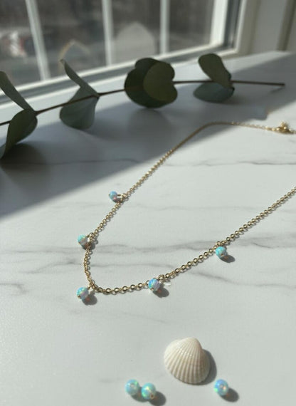 Dainty Opal Bead Necklace