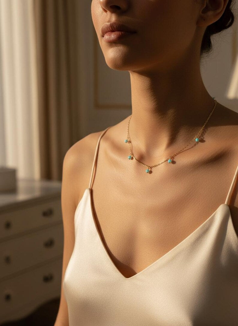 Dainty Opal Bead Necklace