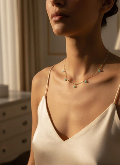 Dainty Opal Bead Necklace