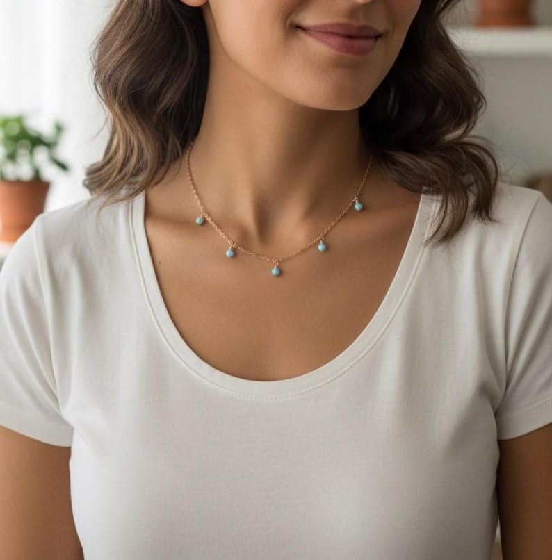 Dainty Opal Bead Necklace